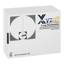 Abbildung: Xyzall 5 mg Filmtabletten 100 St, Filmtabletten PZN 00008562 