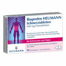Abbildung: Ibuprofen Heumann Schmerztabletten 400 mg 10 St, Filmtabletten PZN 00040548 