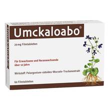 Abbildung: Umckaloabo 20 mg Filmtabletten 60 St, Filmtabletten PZN 00148843 