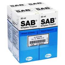 Abbildung: Sab simplex Suspension zum Einnehmen 4X30 ml, Suspension zum Einnehmen PZN 00190940 