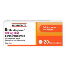 Abbildung: Ibu-Ratiopharm 400 mg akut Schmerztbl.Filmtabletten  20 St, Filmtabletten PZN 00266040 