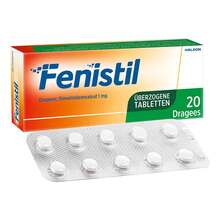 Abbildung: Fenistil Dragees 20 St, Überzogene Tabletten PZN 00376975 