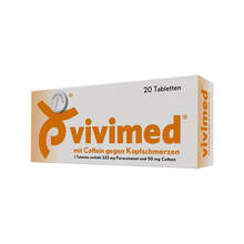 Abbildung: Vivimed mit Coffein gegen Kopfschmerzen Tabletten 20 St, Tabletten PZN 00410324 