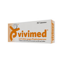 Abbildung: Vivimed mit Coffein gegen Kopfschmerzen Tabletten 30 St, Tabletten PZN 00410330 