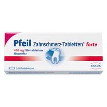 Abbildung: Pfeil Zahnschmerz-Tabletten forte Filmtabletten 10 St, Filmtabletten PZN 00410554 