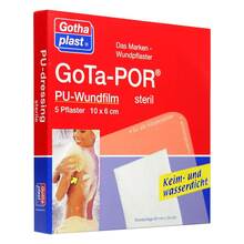 Abbildung: GOTA-POR PU Wundfilm 10x6 cm steril Pflaster 5 St, Pflaster PZN 00468447 