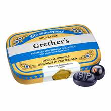 Abbildung: Grethers Blackcurrant Silber zuckerfrei Past.Dose 60 g, Pastillen PZN 00560420 