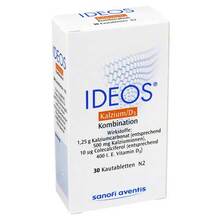 Abbildung: Ideos 500 mg / 400 I.E. Kautabletten 30 St, Kautabletten PZN 00578182 