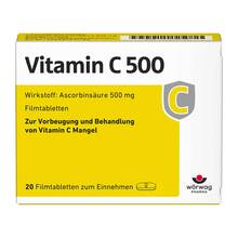 Abbildung: Vitamin C 500 Filmtabletten 20 St, Filmtabletten PZN 00652234 