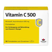 Abbildung: Vitamin C 500 Filmtabletten 50 St, Filmtabletten PZN 00652240 