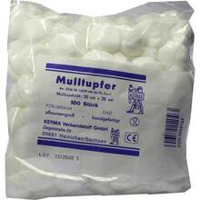 Abbildung: Mulltupfer 20x20 cm pflaumengroß unsteril 100 St, Tupfer PZN 00659124 
