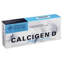 Abbildung: Calcigen D 600 mg / 400 I.E. Brausetabletten 40 St, Brausetabletten PZN 00662178 