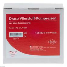 Abbildung: VLIESSTOFF-KOMPRESSEN steril 7,5x7,5 cm 4fach 25X2 St, Kompressen PZN 00679316 