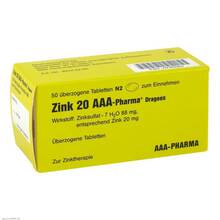 Abbildung: Zink 20 Aaa-Pharma Dragees 50 St, Überzogene Tabletten PZN 00790060 