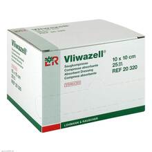 Abbildung: Vliwazell Saugkompressen steril 10x10 cm 25 St, Kompressen PZN 00809575 