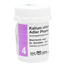 Abbildung: BIOCHEMIE Adler 4 Kalium chloratum D 6 Tabletten 200 St, Tabletten PZN 00833237 