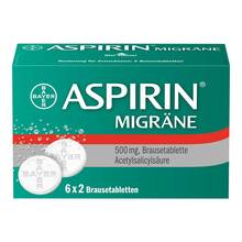 Abbildung: Aspirin Migräne 500 mg Brausetabletten 12 St, Brausetabletten PZN 00958281 