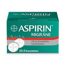 Abbildung: Aspirin Migräne 500 mg Brausetabletten 24 St, Brausetabletten PZN 00958298 