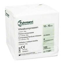Abbildung: VLIESKOMPRESSEN unsteril 10x10 cm 4lagig 100 St, Kompressen PZN 00962242 