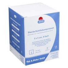 Abbildung: Schlitzkompressen 5x5 cm steril 8fach 25X2 St, Kompressen PZN 01023345 