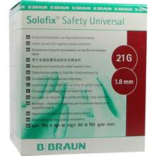 Abbildung: SOLOFIX Safety Univers.Lanzet.21 G 1,8 mm Stichl. 200 St, Lanzetten PZN 01119660 