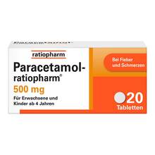Abbildung: Paracetamol-ratiopharm 500 mg Tabletten 20 St, Tabletten PZN 01126111 