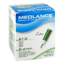 Abbildung: MEDLANCE plus Extra Sicherheitslanz.21 G 2,4mm 200 St, Lanzetten PZN 01131537 