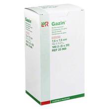 Abbildung: GAZIN Mullkomp.7,5x7,5 cm steril 12fach 5X20 St, Kompressen PZN 01163678 