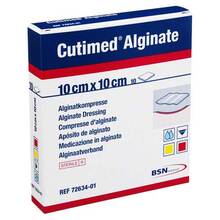 Abbildung: CUTIMED Alginate Alginatkompressen 10x10 cm 10 St, Kompressen PZN 01179082 