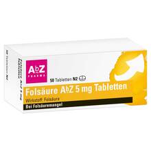Abbildung: Folsäure Abz 5 mg Tabletten 50 St, Tabletten PZN 01234556 