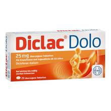 Abbildung: Diclac Dolo 25 mg überzogene Tabletten 20 St, Überzogene Tabletten PZN 01235521 