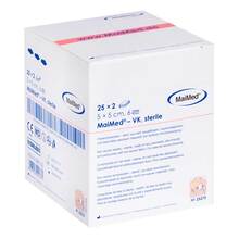Abbildung: VLIESKOMPRESSEN steril 5x5 cm 6fach 25X2 St, Kompressen PZN 01280125 