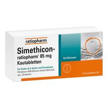 Abbildung: Simethicon-ratiopharm 85 mg Kautabletten 50 St, Kautabletten PZN 01364796 