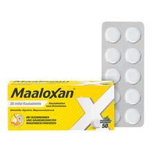 Abbildung: Maaloxan 25 Mval Kautabletten 50 St, Kautabletten PZN 01423599 