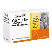 Abbildung: Vitamin B6-Ratiopharm 40 mg Filmtabletten 100 St, Filmtabletten PZN 01586077 