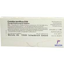 Abbildung: CROTALUS TERRIFICUS D 30 Ampullen 8X1 ml, Ampullen PZN 01621253 