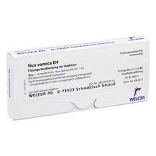 Abbildung: NUX VOMICA D 4 Ampullen 8X1 ml, Ampullen PZN 01624688 