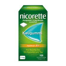 Abbildung: Nicorette Kaugummi 2 mg freshfruit 105 St, Kaugummi PZN 01639595 
