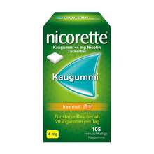 Abbildung: Nicorette Kaugummi 4 mg freshfruit 105 St, Kaugummi PZN 01642887 