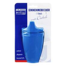Abbildung: Einnehmebecher mit 2 Griffen + 2 Deckel 4+12mm blau 1 St PZN 01687743 