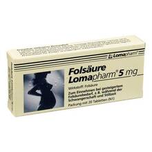 Abbildung: Folsäure Lomapharm 5 mg Tabletten 20 St, Tabletten PZN 01713334 