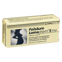 Abbildung: Folsäure Lomapharm 5 mg Tabletten 50 St, Tabletten PZN 01713340 