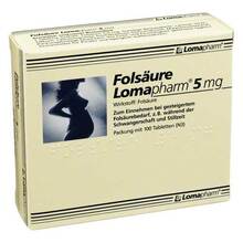 Abbildung: Folsäure Lomapharm 5 mg Tabletten 100 St, Tabletten PZN 01713357 