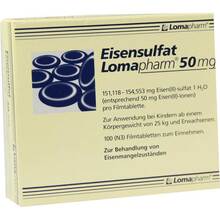Abbildung: Eisensulfat Lomapharm 50 mg Filmtabletten 100 St, Filmtabletten PZN 01713400 