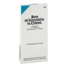 Abbildung: AQUA AD iniectabilia ex Colonia Ampullen 10X2 ml, Ampullen PZN 01806395 