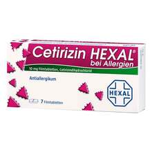 Abbildung: Cetirizin Hexal Filmtabletten bei Allergien 7 St, Filmtabletten PZN 01830146 