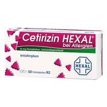 Abbildung: Cetirizin Hexal Filmtabletten bei Allergien 50 St, Filmtabletten PZN 01830169 
