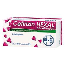 Abbildung: Cetirizin Hexal Filmtabletten bei Allergien 100 St, Filmtabletten PZN 01830229 
