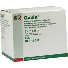 Abbildung: GAZIN Verbandmull 8 cmx5 m 4fach gerollt 1 St, Kompressen PZN 01835965 