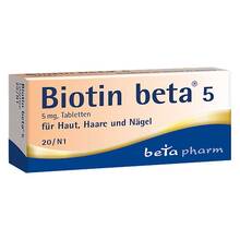 Abbildung: Biotin Beta 5 Tabletten 20 St, Tabletten PZN 01841919 